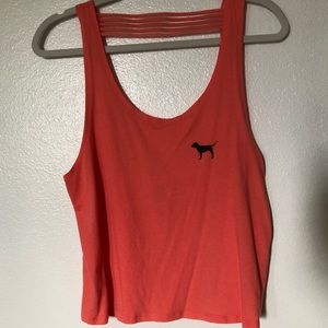 VS PINK coral open back tank top.